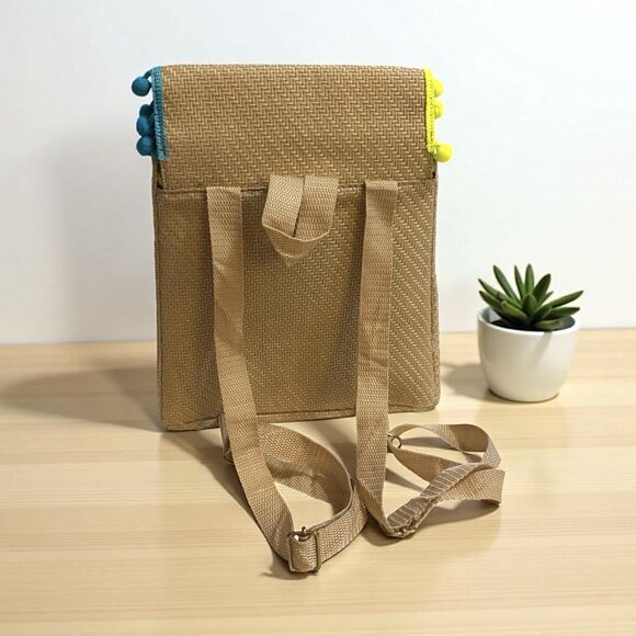 Mexican Maria Doll Backpack Straw Woven Bag Side Snaps Adjustable Straps - Picture 4 of 13